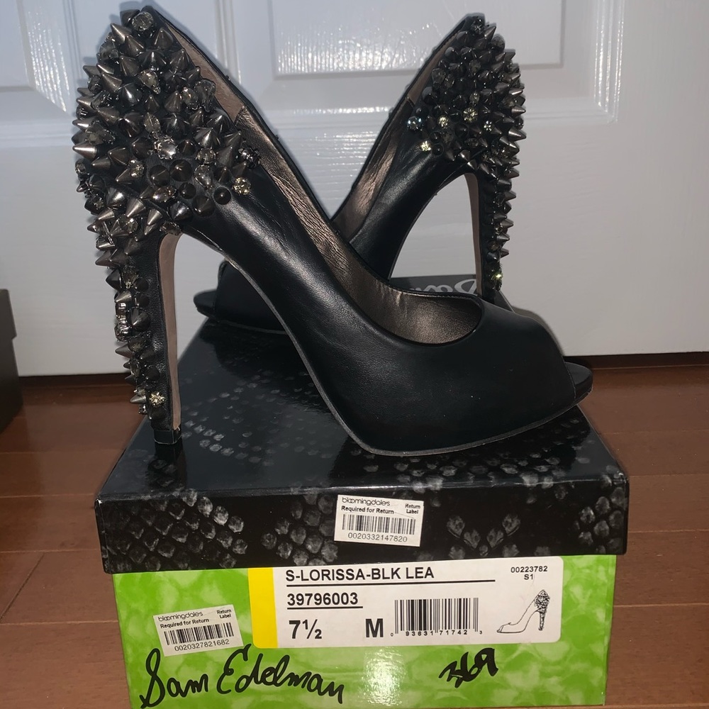 Sam Edelman Lorissa Black Leather Heels
